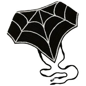 Crocheted spider web head scarf